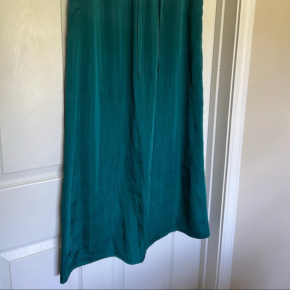 Green silk maxi skirt